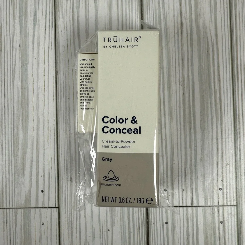 TRUHAIR‎ Chelsea Scott Color & Conceal GRAY Hair Concealer .6oz & Brow Tool